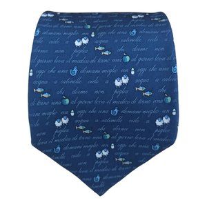 SALVATORE FERRAGAMO Blue Animal Silk Tie ITALY 60"/ 3.7" EC
